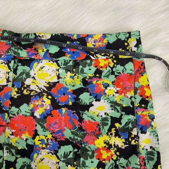 Floral Print Stretch Shorts – by J.Crew Green Black Summer Cotton Blend Sz 8 - Picture 5 of 8